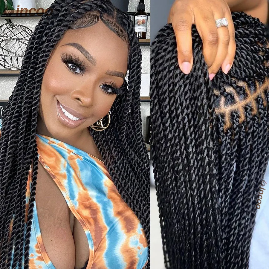 Goddess Synthetic Braided Wig Full Lace Front Wigs Box Braided Wigs For Black Women 36 Inches Twists Braids Wigs With Baby Hair