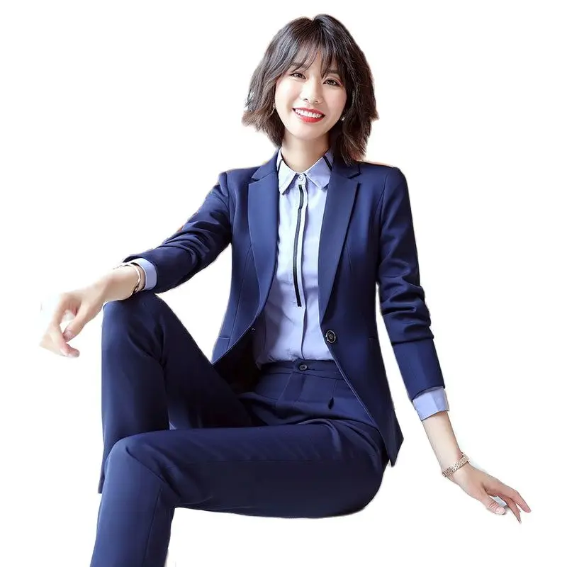 

Formal Professional Women Business Suits OL Styles Autumn Winter Ladies Office Pantsuits Career Interview Job Work Wear Blazers