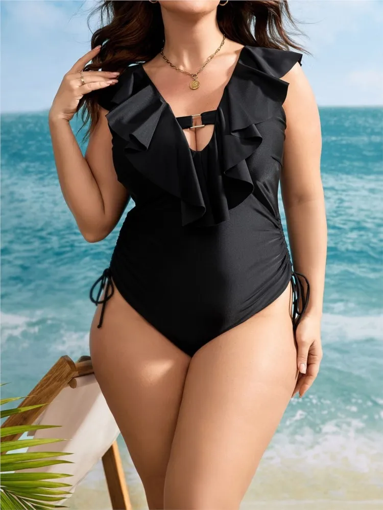 L-4XL Bikini Plus Size z wysokim stanem, damski strój kąpielowy push-up w dużych rozmiarach, letni strój kąpielowy Mujer, bikini modelujące brzuch w dużych rozmiarach.