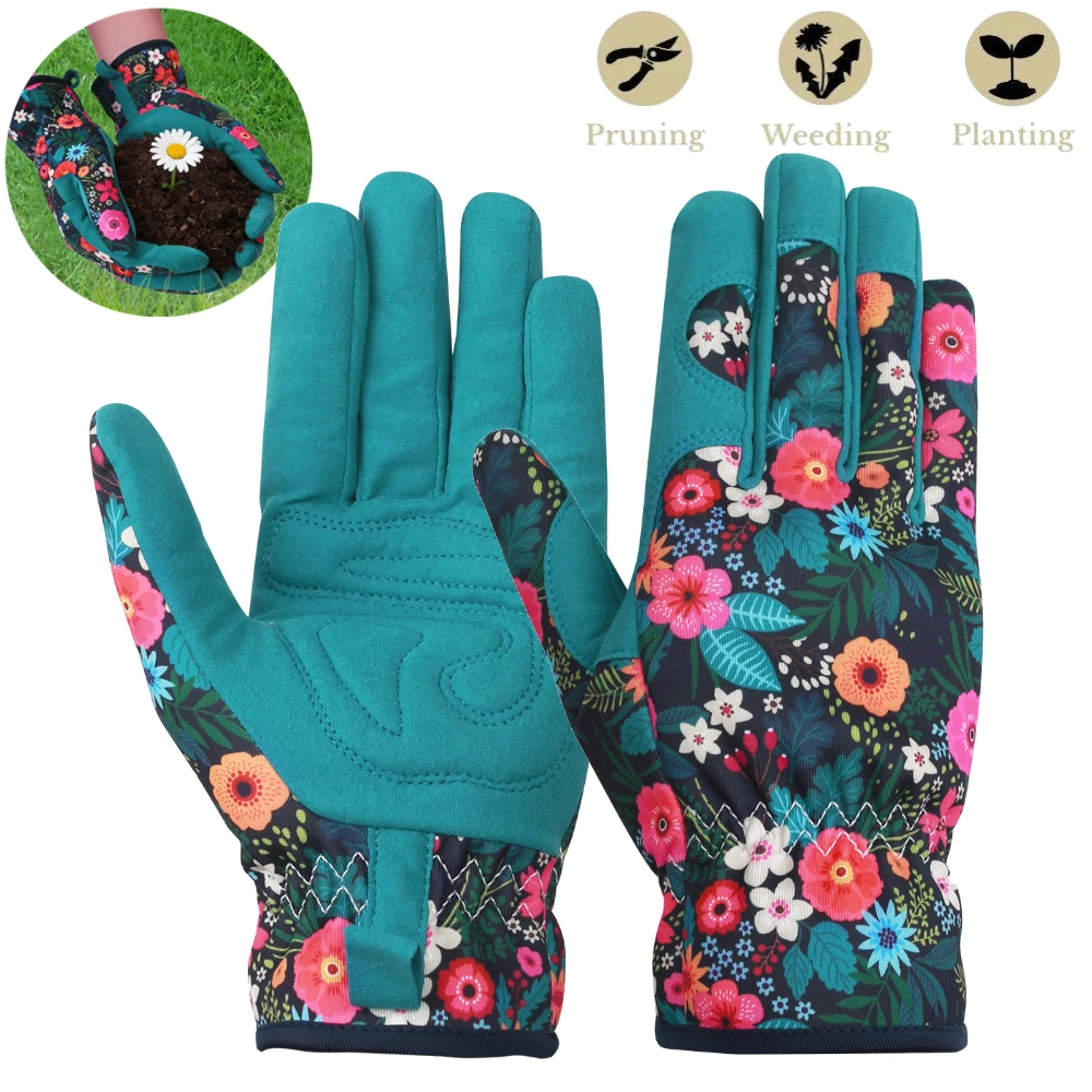 Womens Gardening Weeding Working Gloves Leather Garden Glove for Women Thorn Proof No Stab for Digging Planting Pruning ﻿