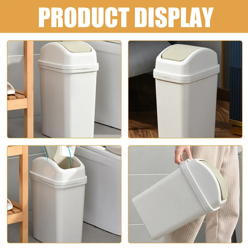 6L Creative Swing Lid Trash Can Grandma Gray Kitchen Bathroom Home Office Thick Material Easy Open Longtime Practical Large