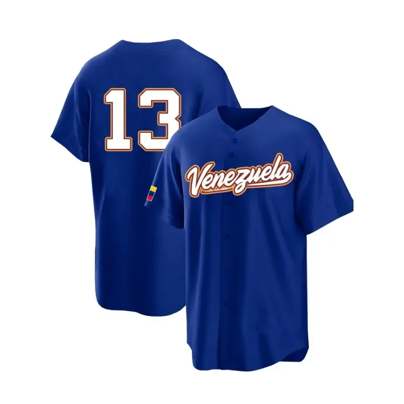 Men's #13#27 Venezuela Color Block Baseball Jersey Classic Retro Letter Embroidery Breathable Sportswear Short Sleeve T-Shirt image 4