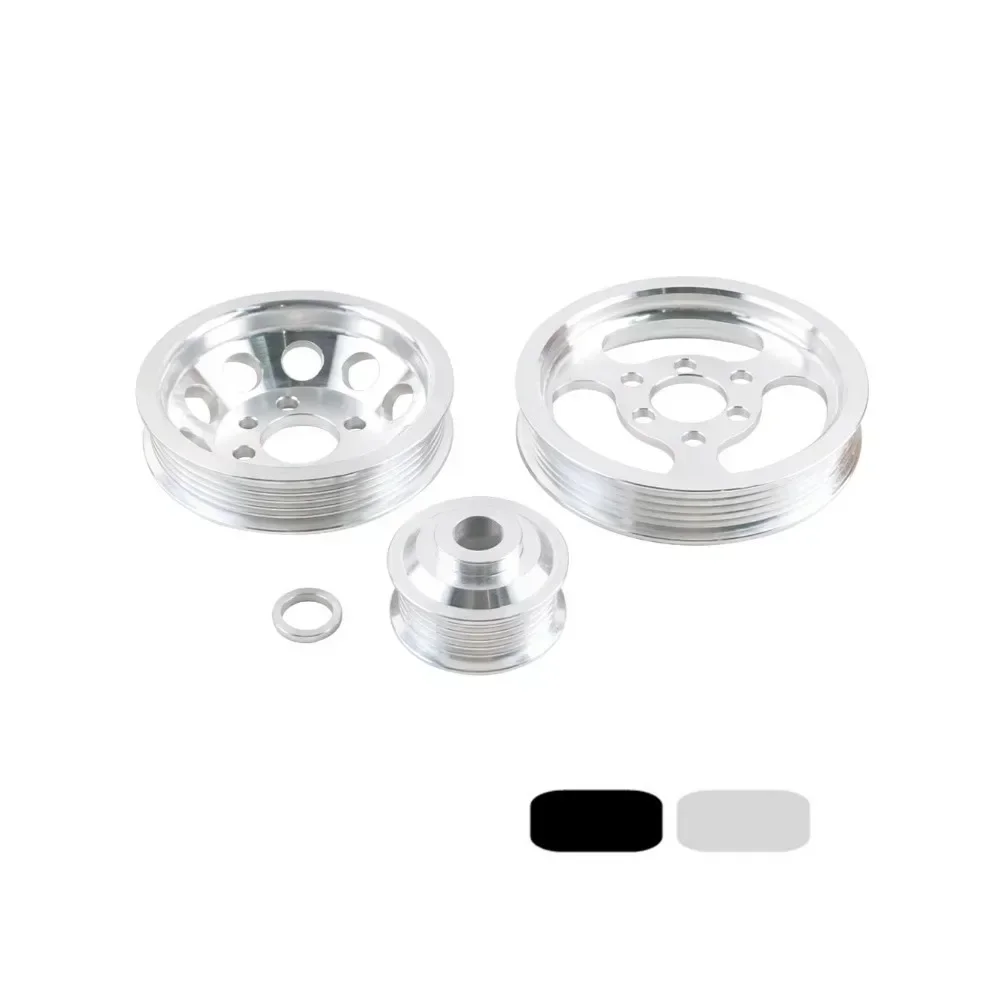 Set 3pcs Car Wear Parts Billet Aluminum Crankshaft Crank Pulley For VW Golf GTI Jetta Bettle 99-05 1.8T 2.0L 20V