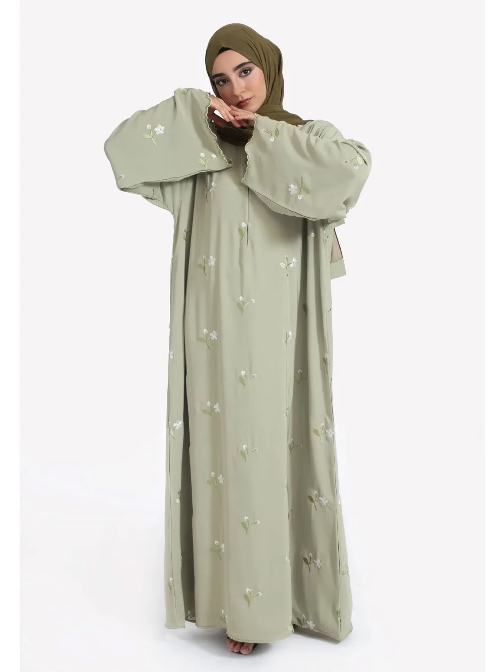 Eid Abito da donna Abaya musulmano Fiore ricamo Party Jalabiya Ramadan Abiti lunghi Abiti Largos Abito lungo arabo Marocco Caftano