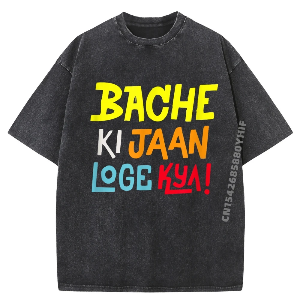 

Bache Ki Jaan Loge Kya Desi Meme South Asian Indian Harajuku Youth Washed Shirt Mens Designer Clothes