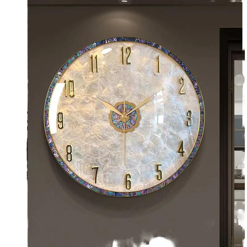High Quality Light Luxury ACryl Wall Clock Creative Shell Metal Design Single Face Home Living Decoration Bedroom Atmospheric