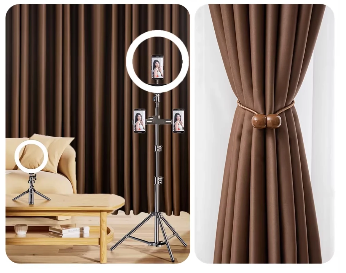 

Шторы из высокоплотного полиэстера SSD с эффектом блэкаут, на липучках, цвет кофе, полное затемнение, настраиваемый размер, подходят для различных окон