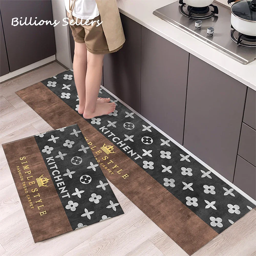 Kitchen Absorbent Mat Non-Skid Waterproof Wipeable Comfort Standing Kitchen Rugs and Mats Wipeable Wash Free Long Strip Carpet