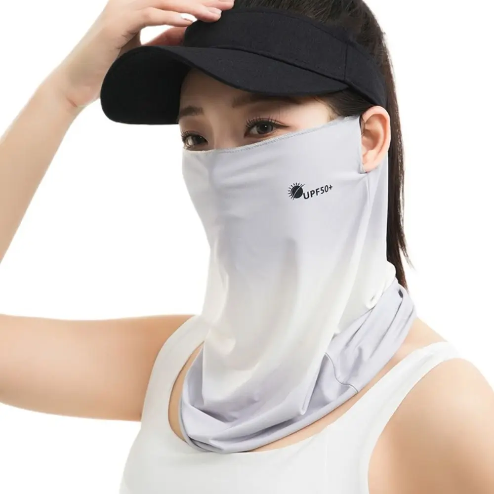 

Letter Summer Ice Silk Face Mask Breathable Sun Protection Sunscreen Face Veil Hiking Face Scarves Anti-UV Neckline Face Cover