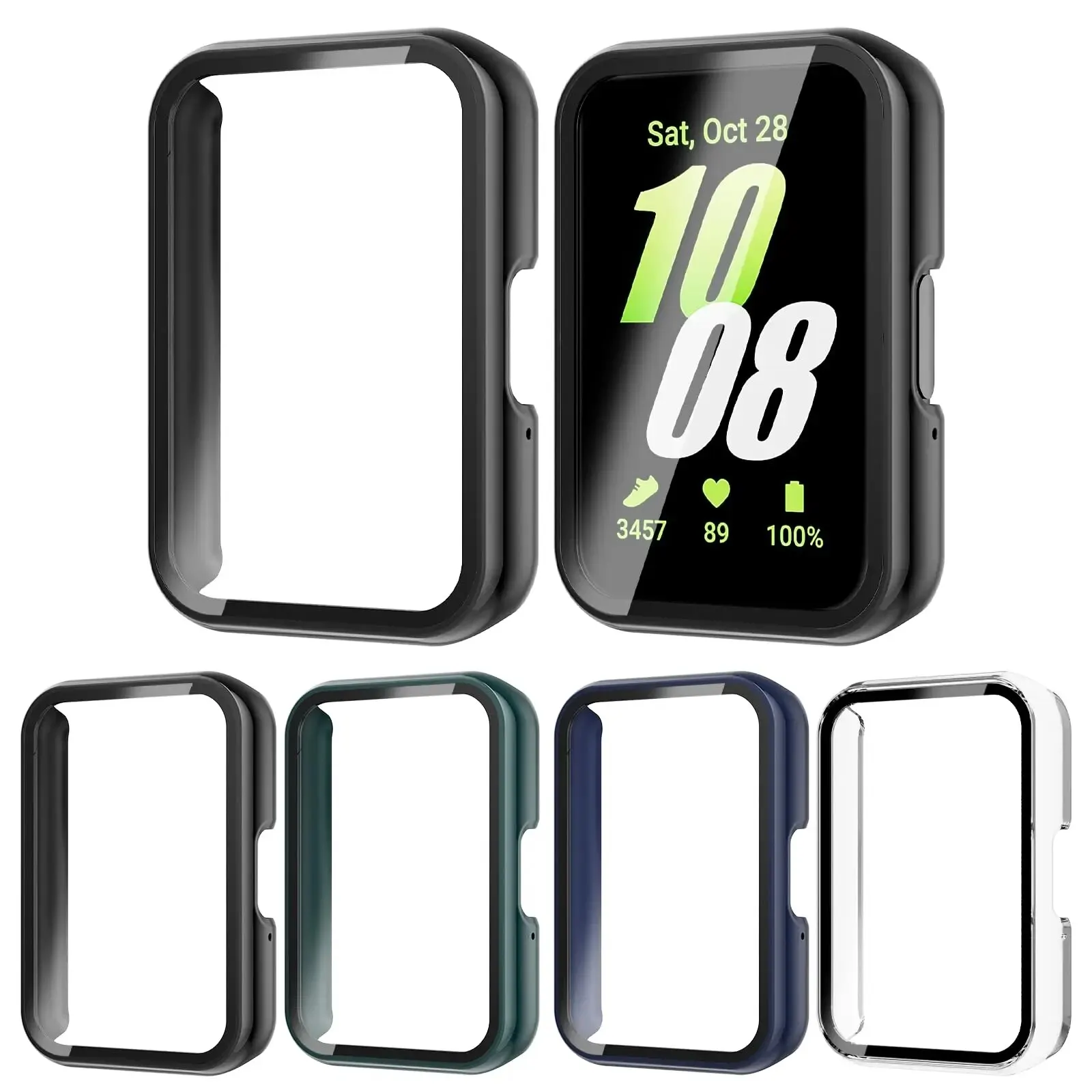 For Samsung Galaxy Fit3 Smartwatch PC Protective Cover with Tempered Glass Screen Protector Integrated Design