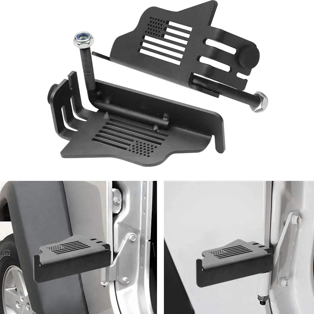 

Front Foot Pegs Rest Pedal Exterior Door Hinge for Jeep Wrangler JK JKU JL JLU 2007-2022 Steel Kick Panel with U.S. Flag style