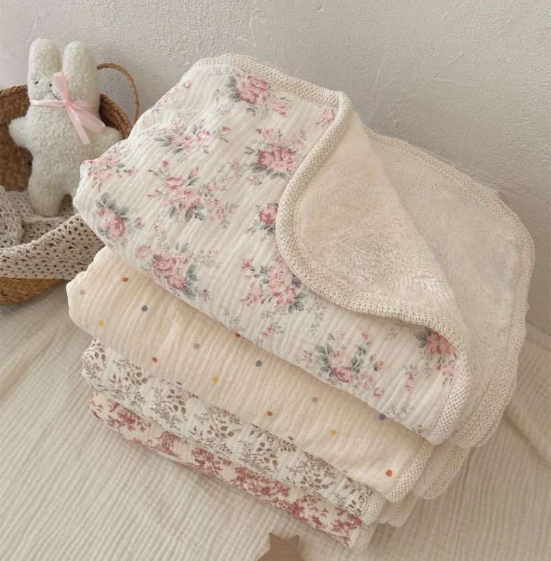 Winter Baby Fleece Blankets for Beds Floral Swaddle Plush Blanket Bedding Babies Accessories Newborn Bath Towel Mother Kids