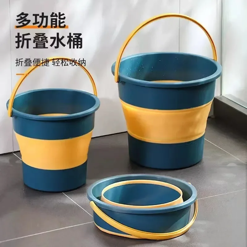 Silicone Bucket for Fishing Promotion Folding Bucket Car Wash Outdoor Fishing Supplies Square Bathroom Kitchen Camp Bucket