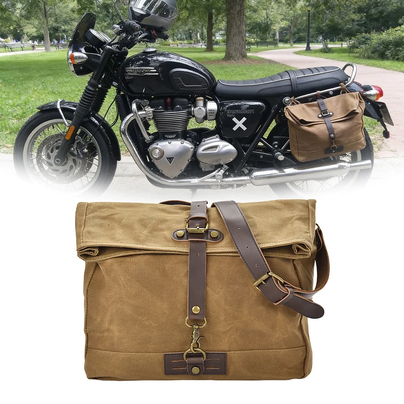 

Боковые сумки для мотоциклов в стиле ретро, ​​водонепроницаемая сумка для инструментов, кожаный ремень, боковая сумка для мотоцикла, большая вместимость для Honda Suzuki Yamaha