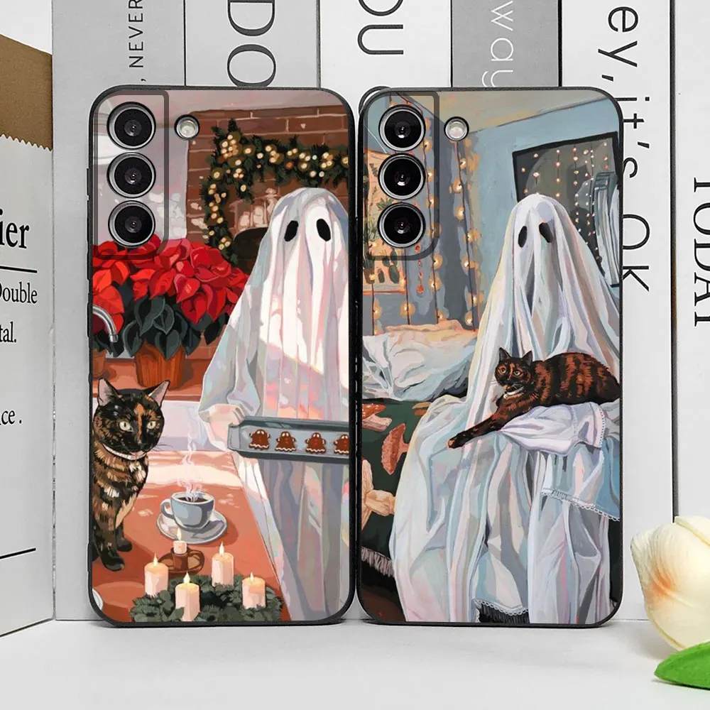 Leuke Ghost Telefoon Case voor Samsung Galaxy S24 S23 S22 S21 S20 Ultra S10 S9 S8 Plus FE 5G Soft cover Grappige Halloween Geschenken Fundas