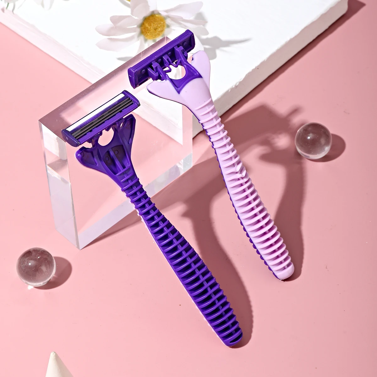 3PCS/Set 3Blades Manual Razor for Women Plastic Rubber Handle Leg Arm Face Down Bikini Hair Shaving Remove Tool 4 Color Choices