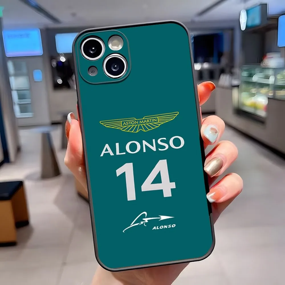 A-Alonso 14 Aston Martin F1 custodia per telefono Cover posteriore traslucida opaca per IPhone 15 Pro Max 14 Pro 13 11 12 Mini Xs X Xr 7 8 Plus