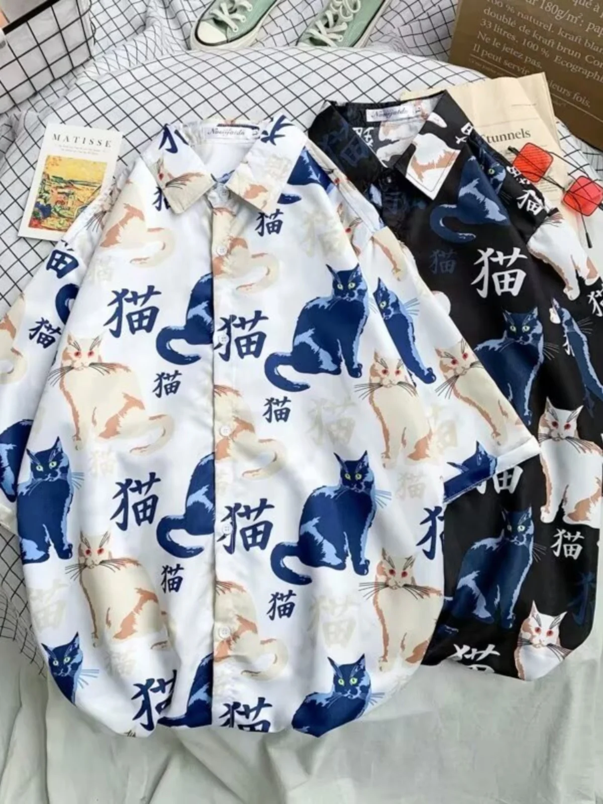 

Свободные мужские ort Sve irt Pattern Print f Sve Jaet Korean Sle Summer Trendy Youth Travel Cool Feeling Thin