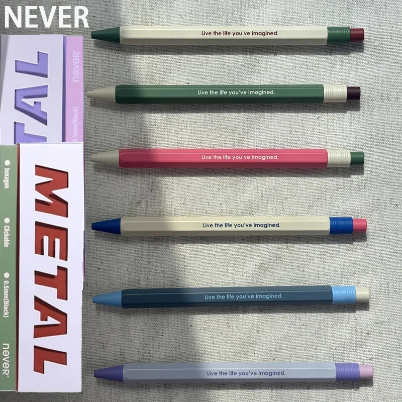 

Never 0.5mm Metal Gel Pen with Extra Refill Click Quick-Drying Smudge-free Black Ink Pens for Daily Use Patent Design Stationery