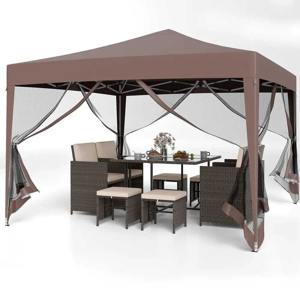 10 FT x 10 FT PopUp Canopy Tent, Easy Setup Instant Folding Shelter w Mesh Netting, Carry Bag, 8 Stakes amp 4 Ropes, Height Adju