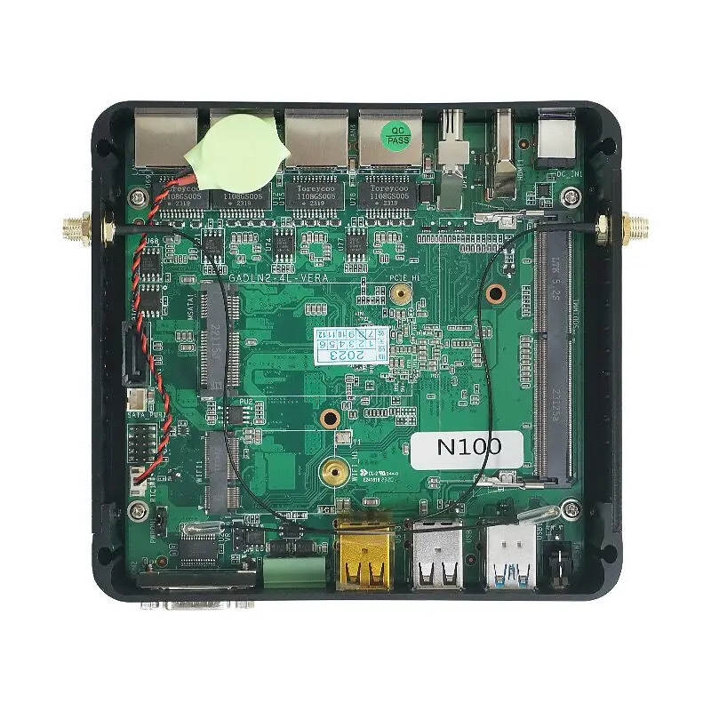 Intel N100 4xi225 2.5G Lan Mini Pfsense Firewall PC HD DP Celeron J4125 OpenWrt Mini computer industriale senza ventola RS232 RS485 4G