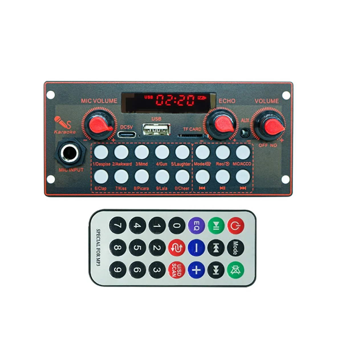 AB01 MP3 декодерBoard 2x10 Вт 20 Вт Усилитель Аудиоплеер 5 В DIY MP3-плеер Автомобильный FM-радио Модуль TF USB Микрофон Запись Bluetooth5.3 B