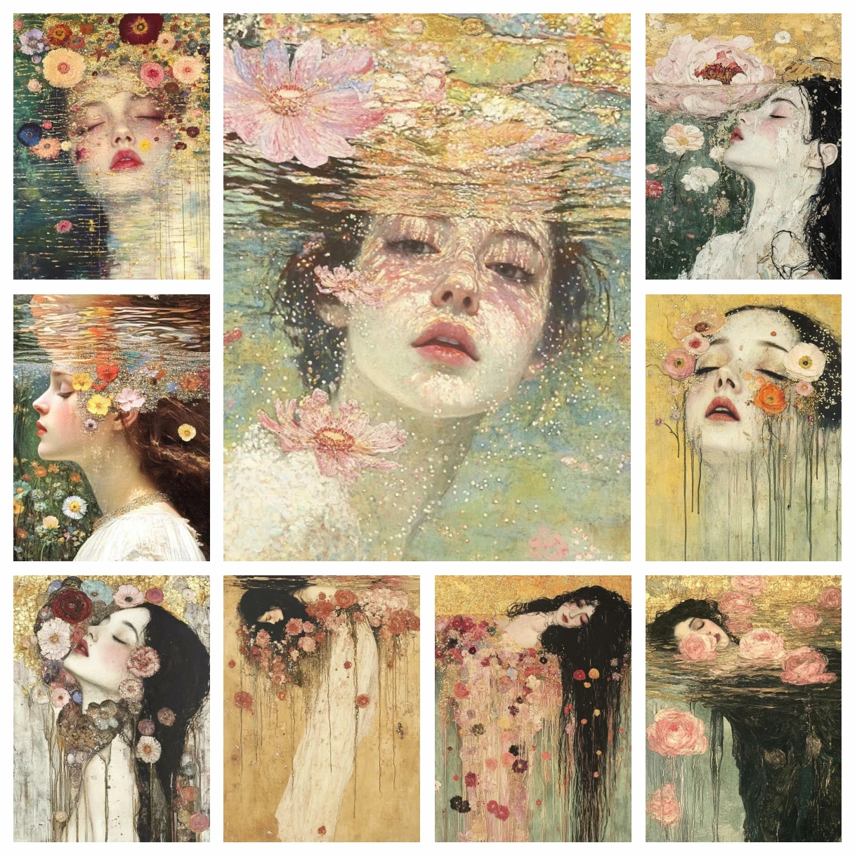 

Fantasy A Delicate Girl In The Water Diamond Painting Gustav Klimt Artwork Cross Stitch Kit Embroidery Picture Mosaic Home Decor