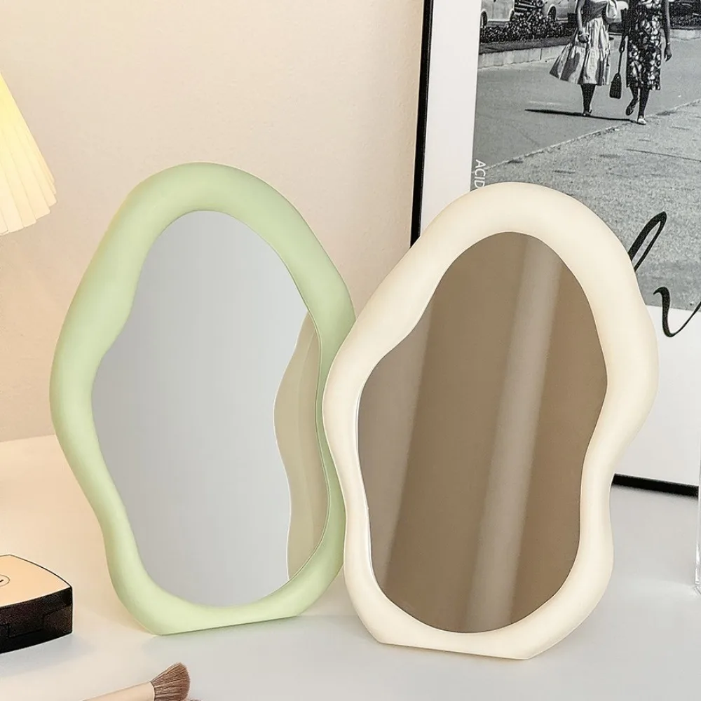 Decorative Cloud Shaped Makeup Mirror Irregular Cream Style Standing Dresser Mirror French Simple Hairdressing Wall Mirror