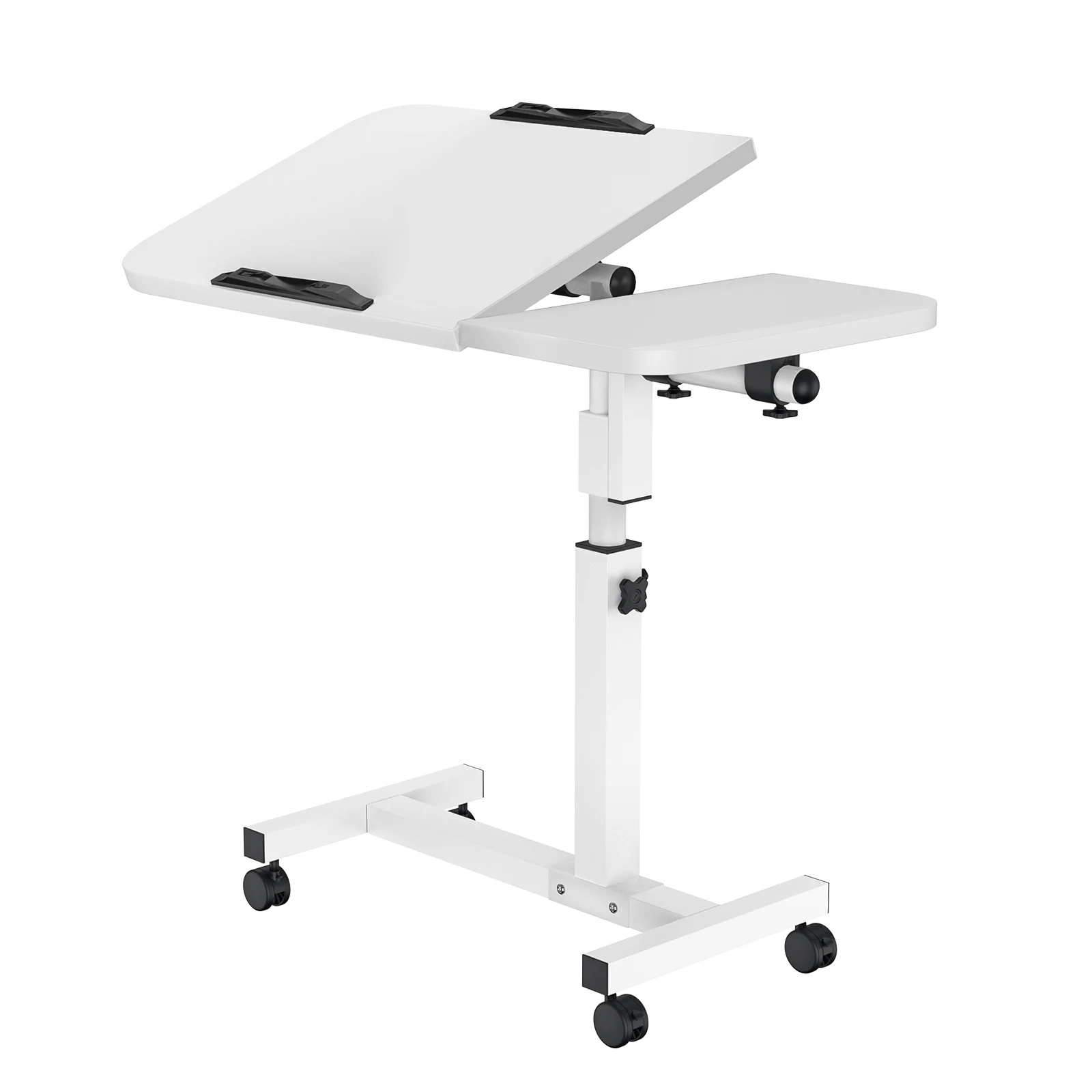 Image of Einstellbar 360° ° Rollbarer Laptop-Schreibtisch mit Rollen und höhenverstellbarer Tischplatte, mobiler Stehschreibtisch für Zuhause oder Büro