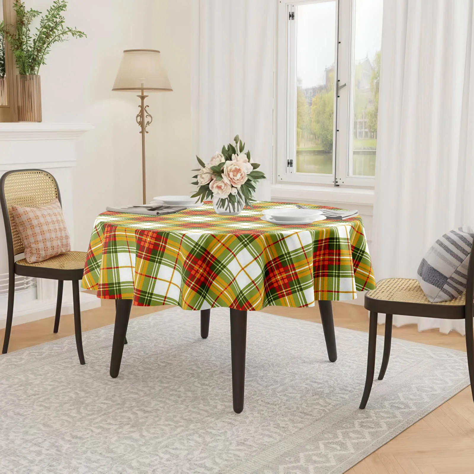 1 PC check-pattern printed tablecloth, vintage country farmhouse tablecloth - a gift for family and friendszyc