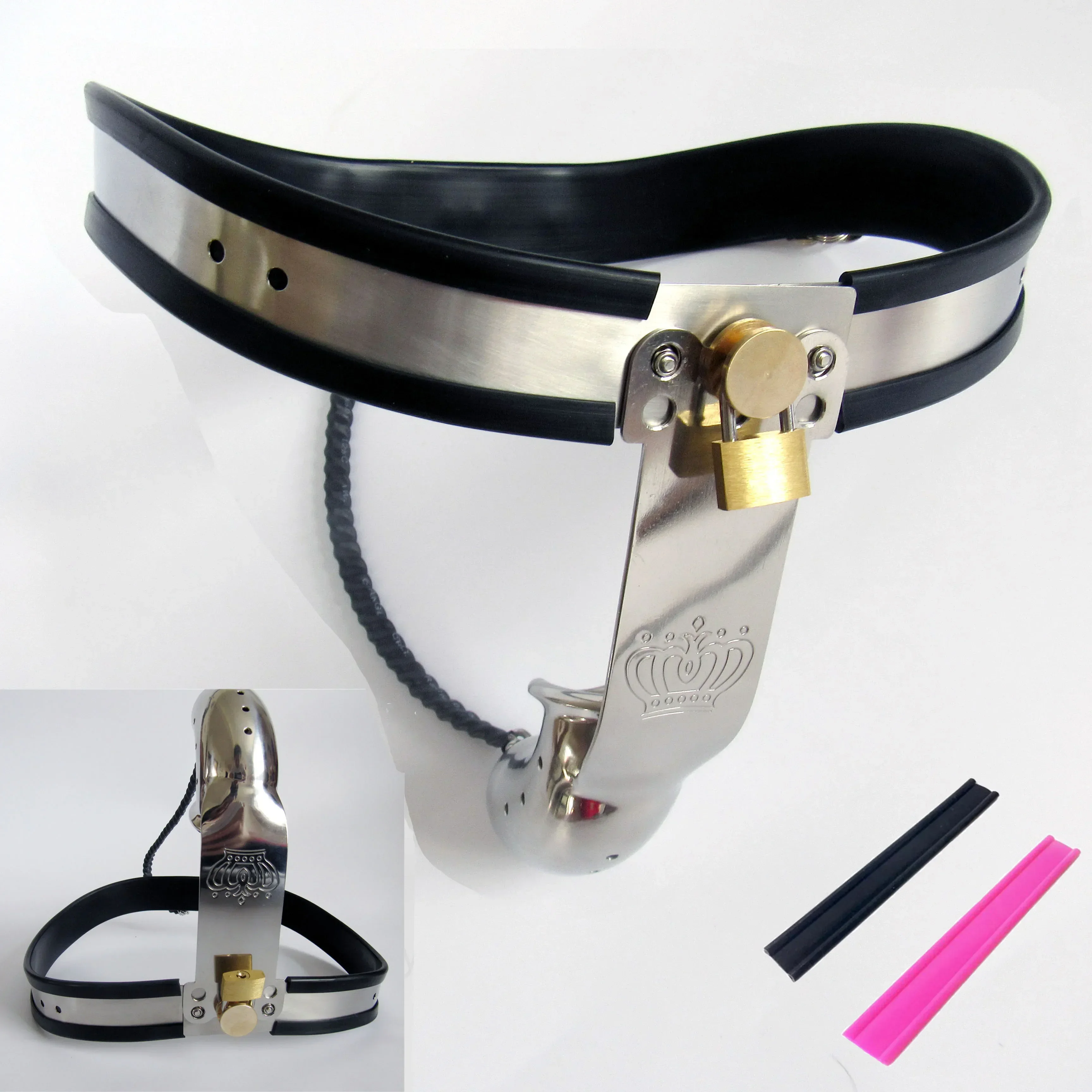 Cinturón de castidad masculino de acero inoxidable, pantalones con cerradura, cubierta completamente cerrada, jaula para pene, Bondage BDSM, dispositivo de protección del pene, Juguetes sexuales para hombres