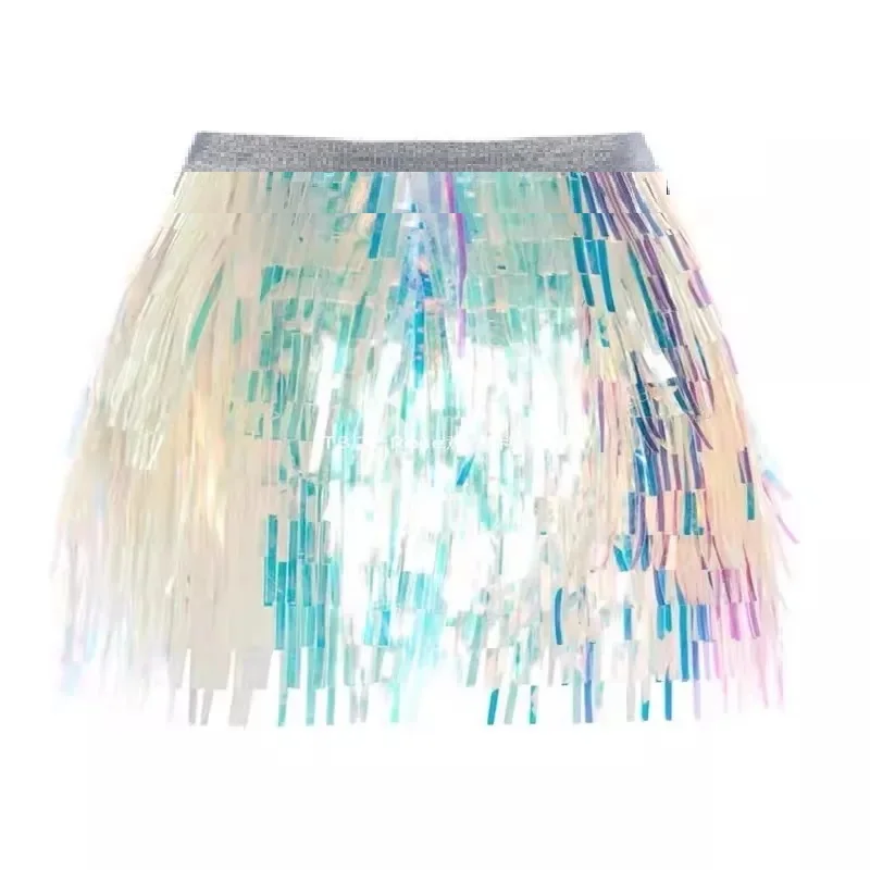 בנות שיק בשידור חי ריקוד קו חצאית אלסטית לייזר אסימוני הולוגרמות אלסטית ג 'מועדון תלבושות סקסיות