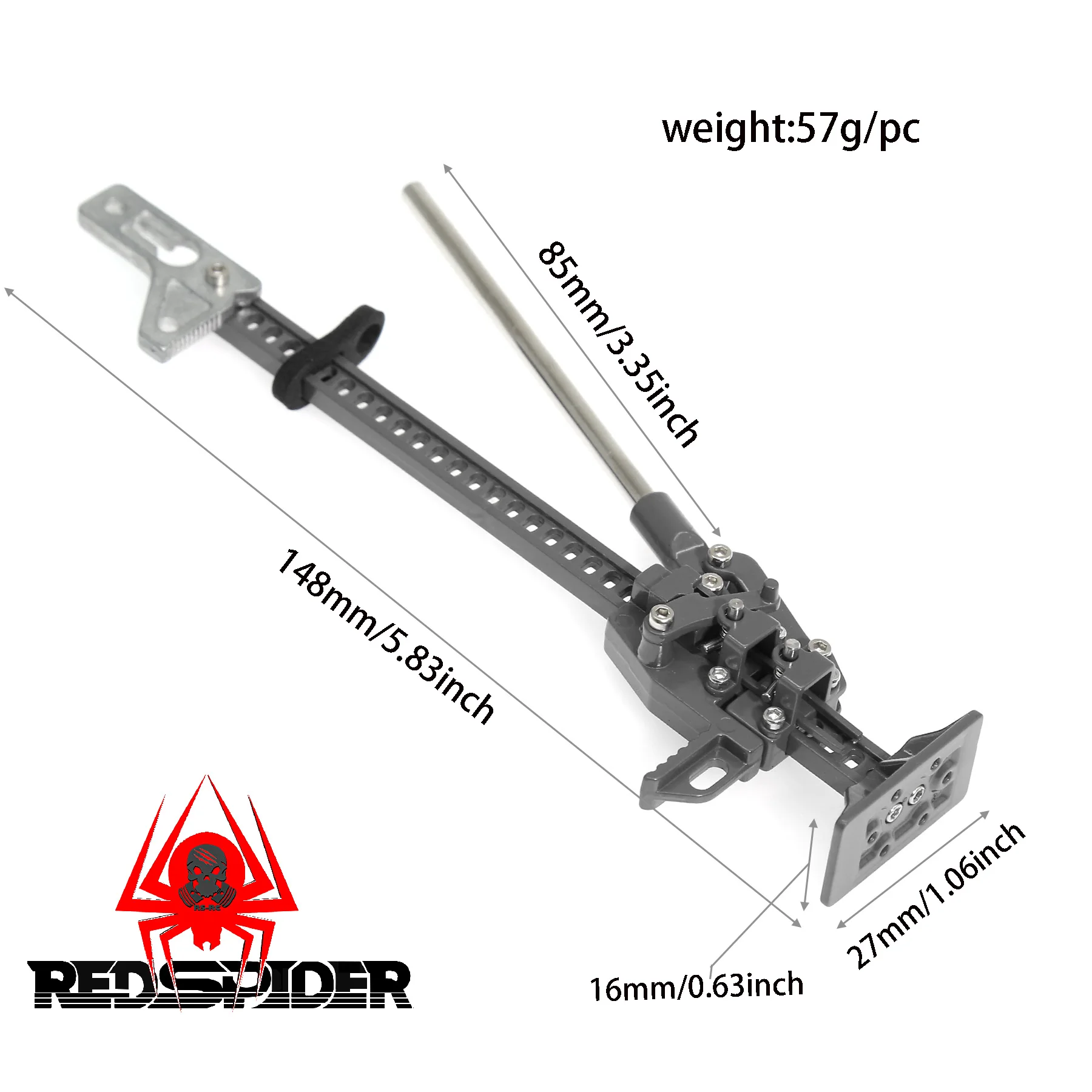 1/10 RC 크롤러용 업그레이드 메탈 잭 툴 - TRX4, SCX10 II III, D90, MST, Redcat 호환 - 헤비 듀티 복구 장비