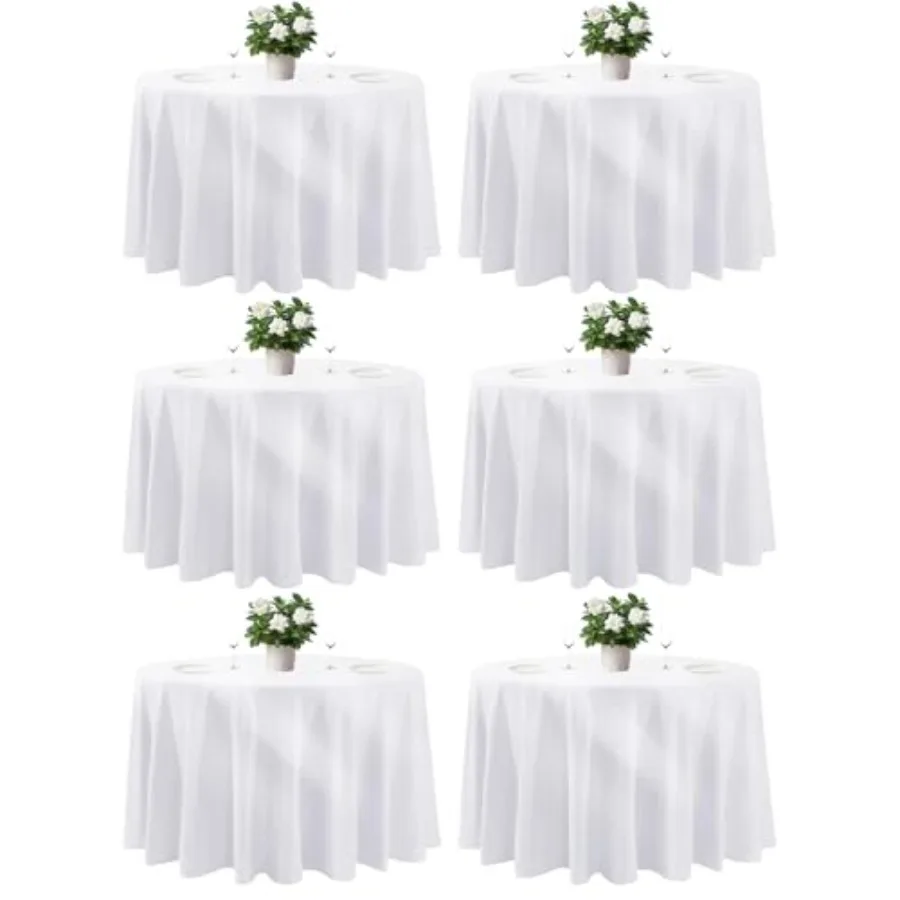 

Комплект из 6 круглых скатертей диаметром 120 дюймов, устойчивых к пятнам и без складок, из полиэстера, для свадеб, банкетов, вечеринок, ресторанов