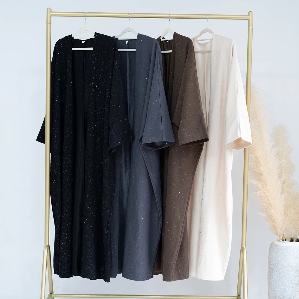 Elegante abito invernale musulmano modesto per le donne Eid arabo Dubai Kimono Abaya cappotto islamico a maniche lunghe vestiti abito caftano marocchino