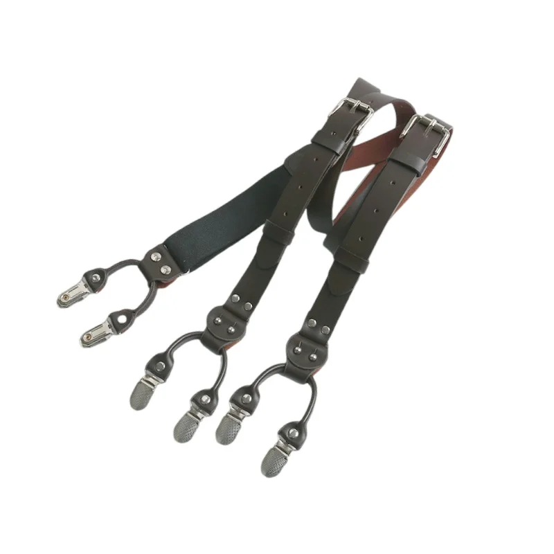 2.5Cm Leather Elasticity Men's Suspenders 6 Clips Suspenders For Men Adjustable Tactical Suspenders Accessories Man Harness Man