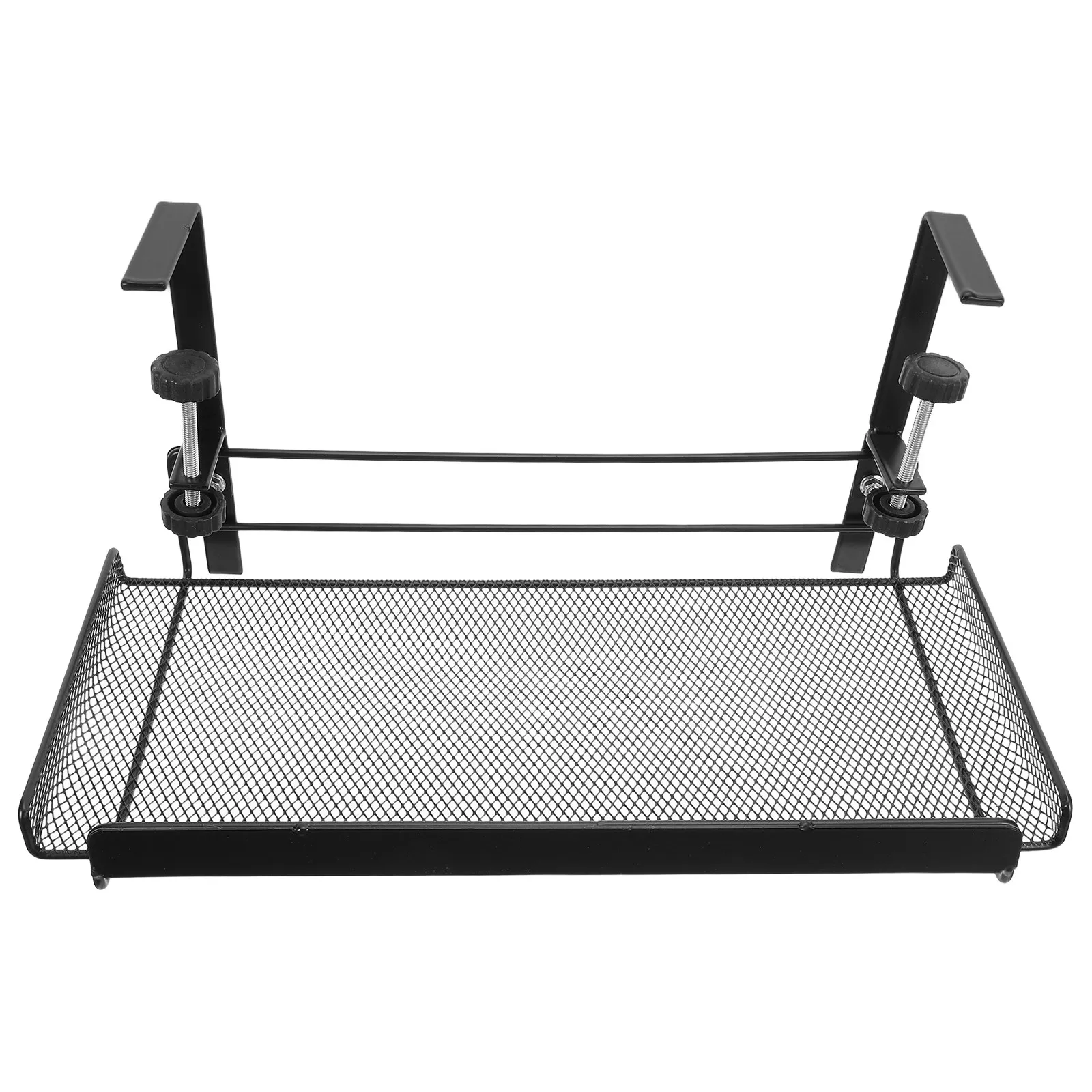 

Black Metal Clamp on Under Desk Storage Shelf Heavy Duty Wire Management Basket Organizer Tray for Desk Cable Papers Office