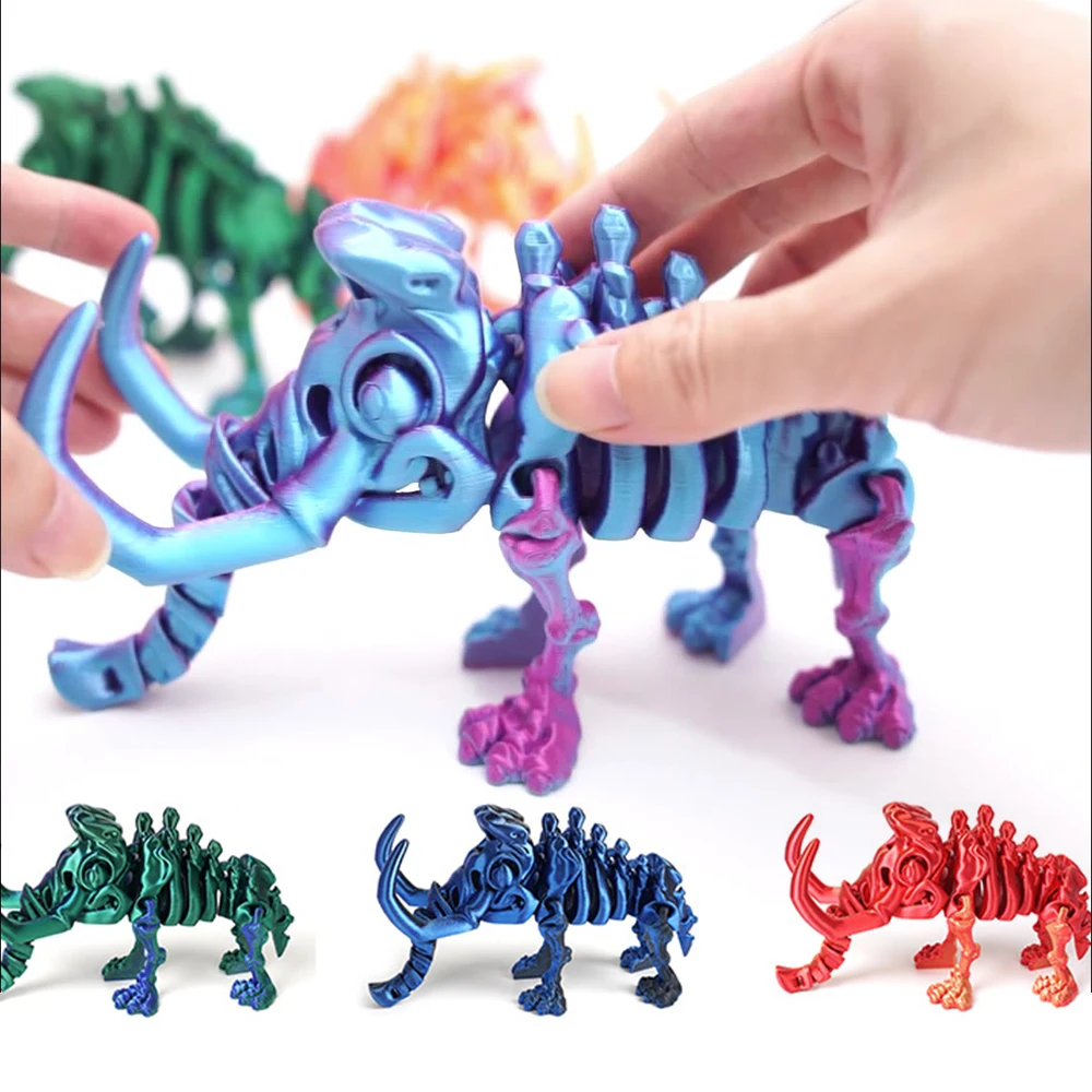 3D Printed Mammoths Figures Toys Model Multi-Jointed Movable Ornament Realistic Animals Decorative Desktop Creative Novelty Toy