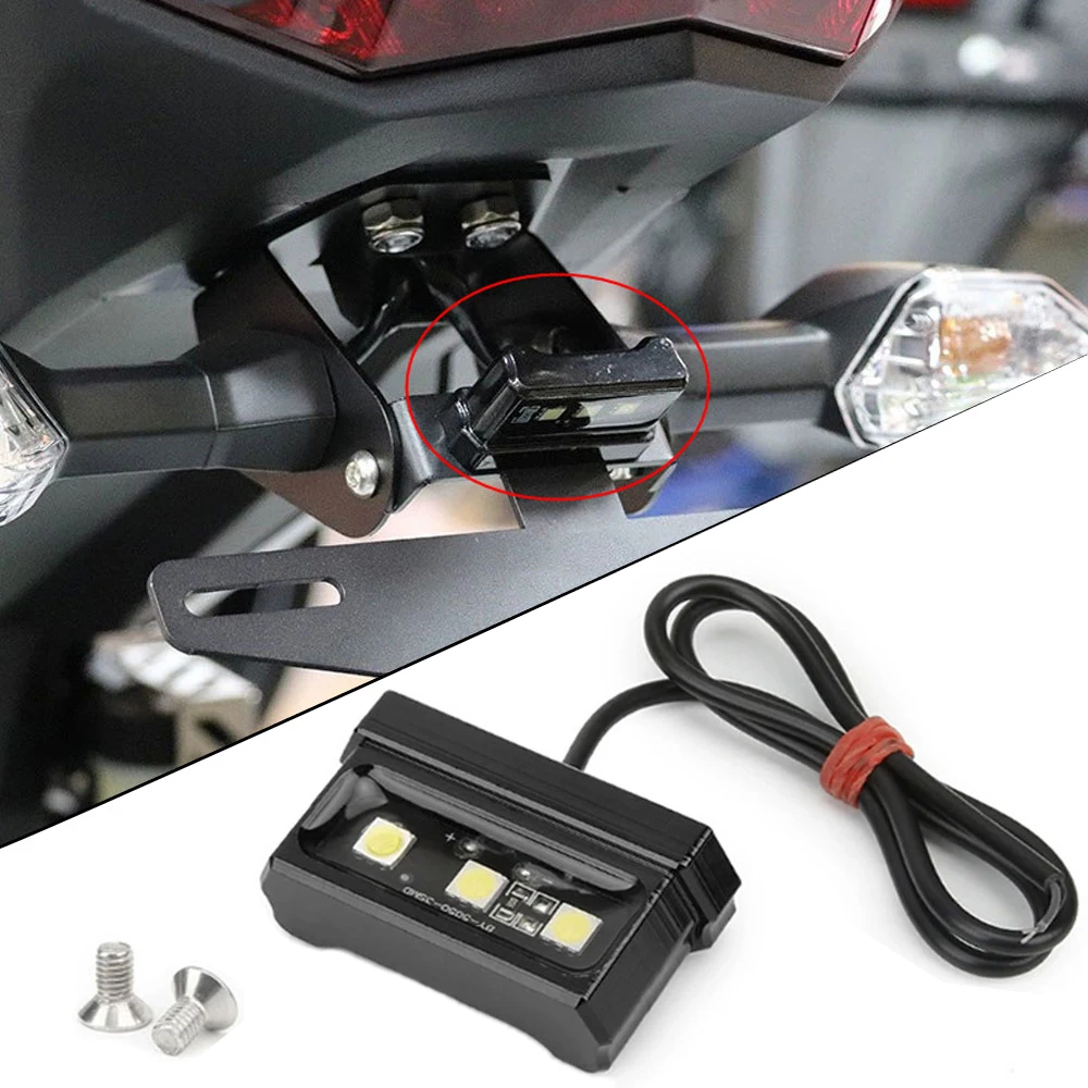 

1pc Motorcycle Aluminum Alloy Rear Tail LED Lamp 12V License Plate Light Mini CNC Number Plate Waterproof Light Accessories