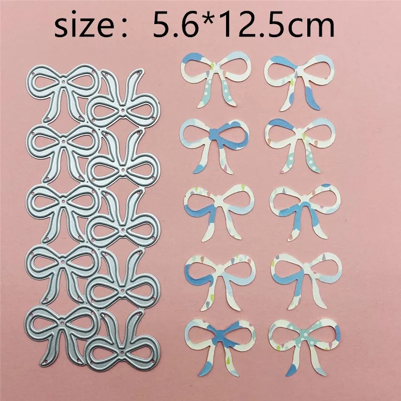 10Pcs Hollow Out Bow Metal Cut Dies Stencils for Scrapbooking Stamp/Photo Album Decorative Embossing DIY Paper Cards