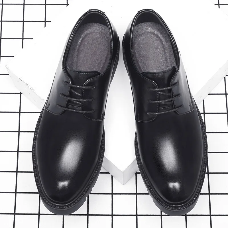 Men Shoes British Style Business Leather Shoes 8cm 10cm Inner Height Increasing Leather Shoe Breathable Hollow Out Leather Shoes