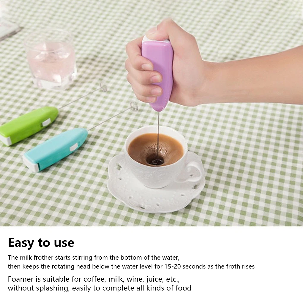 Electric Milk Frother Mixer Portable Handheld Foamer Chocolate Coffee Stirrer Household Blender Kitchen Supplies Blue