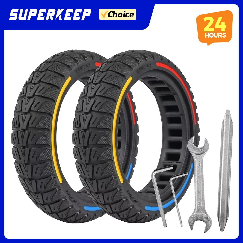 8.5 pouces amortissement roue Durable 8.5x2-6.1 nid d'abeille solide pneu coloré pour Xiaomi M365 PRO PRO2 1S liste pneu de Scooter électrique
