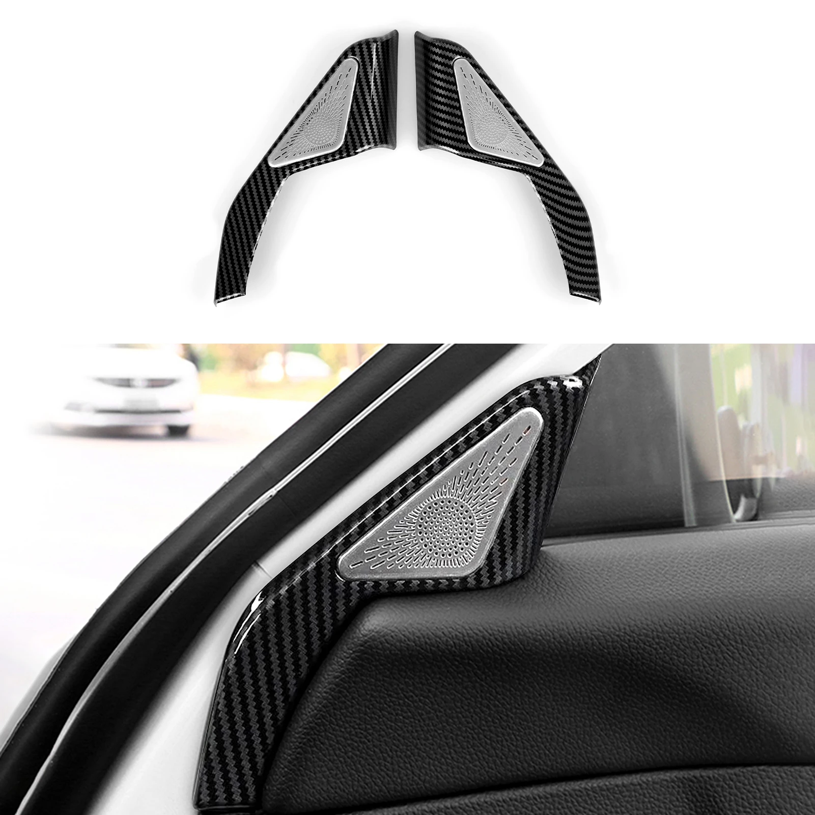 

Car Front Triangle Speaker Cover Decals for 2022 2023 2024 Honda Civic 11th Gen Accessories ABS Carbon Fiber Interior Stickers