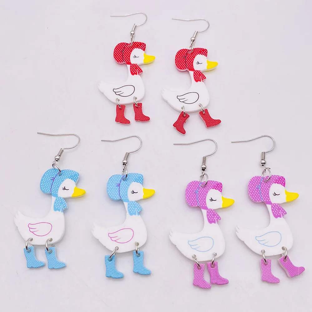 New Christmas Acrylic Earrings Personalized Funny High Heels Duck Animal Charms Earrings for Women Jewelry Wholesale