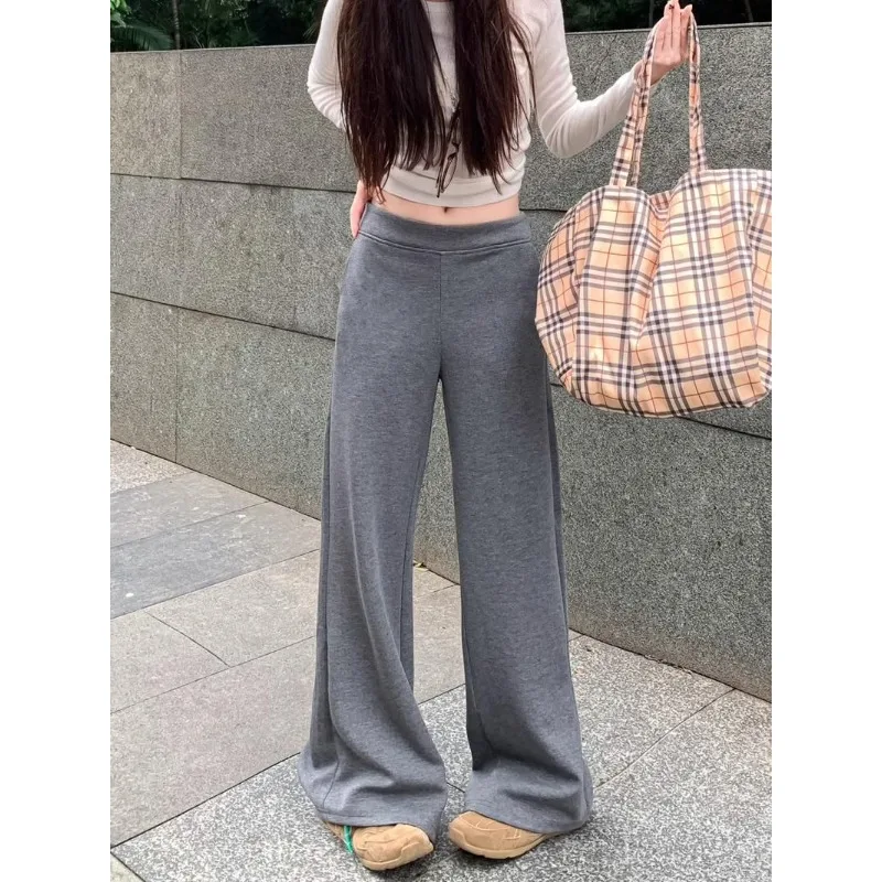 

Deeptown Y2k Baggy Women Grey Sweatpants Korean Fashion Autumn Casual Sports Pants High Waist Basic Wide Leg Trousers 2024