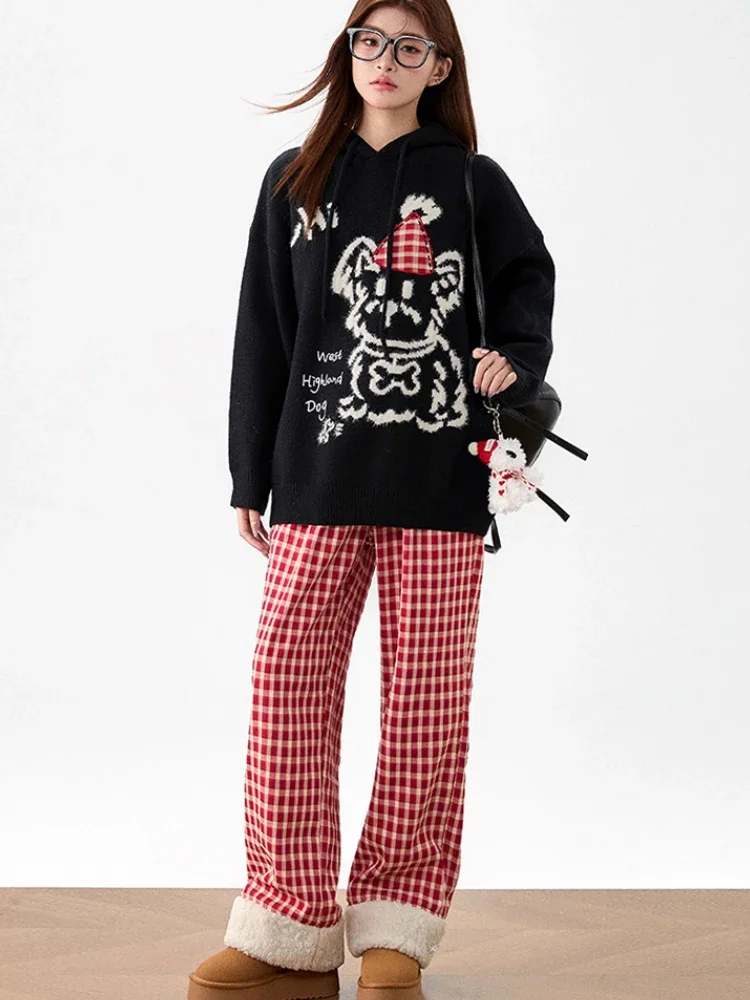 محبوك هوديس المرأة الكلب طباعة عادية مترهل الشارع الشهير الخريف الشتاء لينة الدافئة تنوعا كلية الفتيات الكورية الموضة اليومية #3