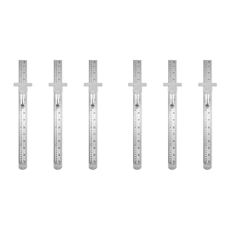 T21C 6-Pack Stainless Steel Ruler 15Cm Metal Metric Ruler Set, Machinist's Precision Millimeter Ruler, Measuring Tools