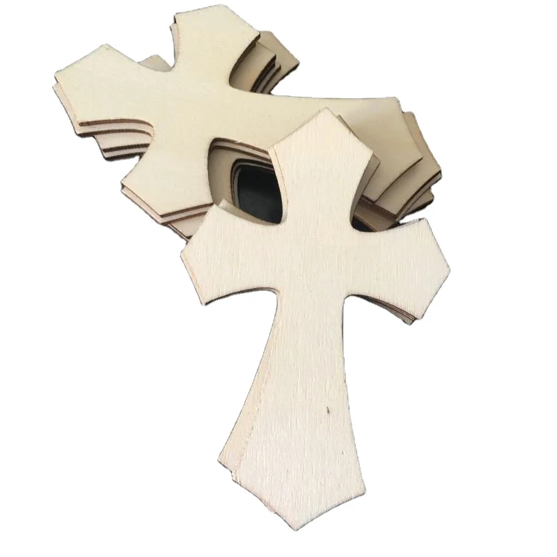 

100pcs/pack Unfinished Wooden Cross Cutouts, Wood Cross Shaped Piece Slices Embellishments Ornaments for DIY Craft Art Supplies