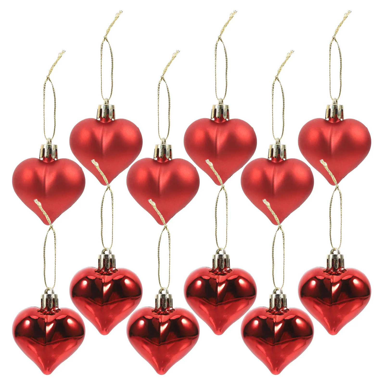 

24pcs Heart Shape Christmas Pendant Red Plastic Hanging Balls For Tree Xmas Decorative Holiday Party Home Festive Accessories